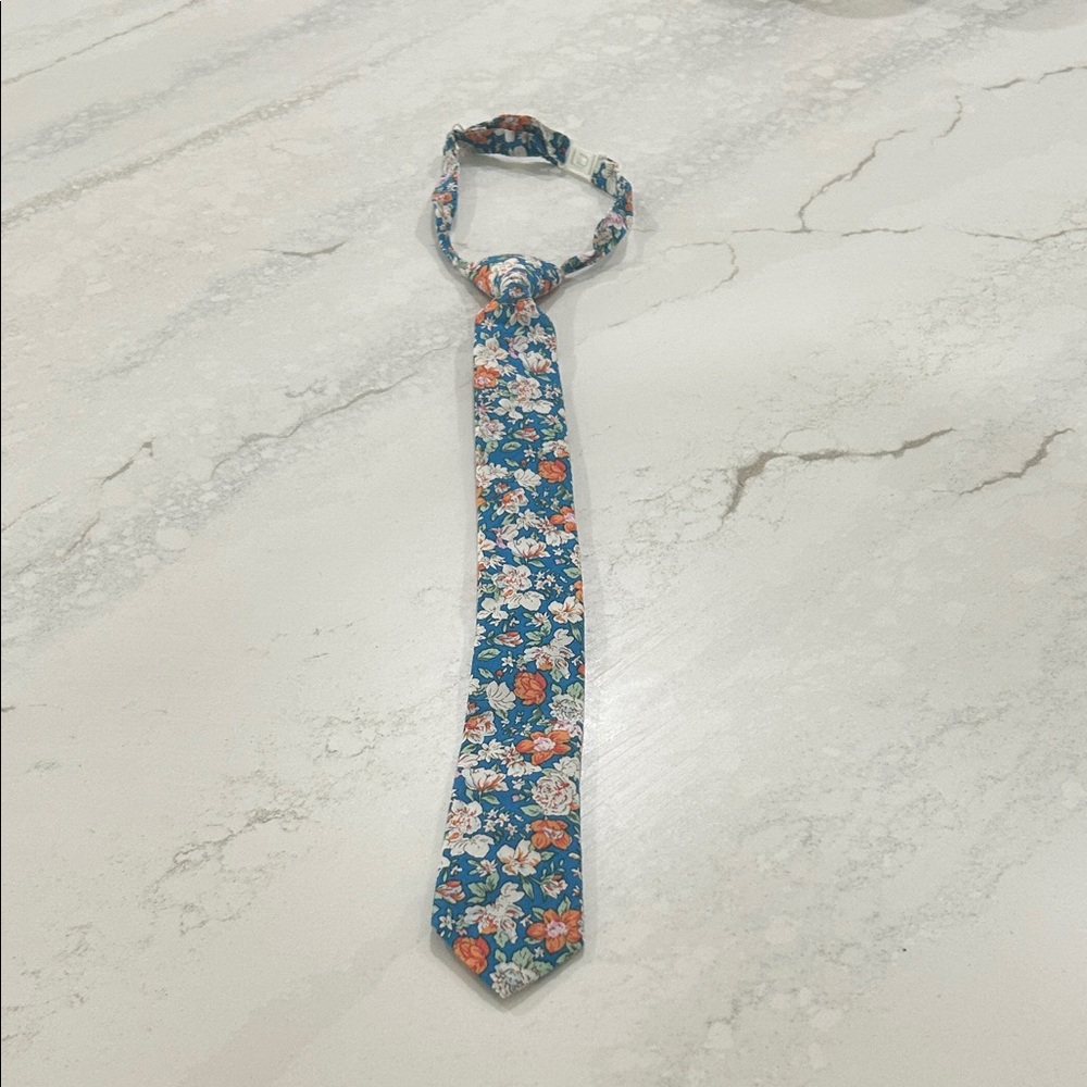Charming Floral Kids Tie in Blue by Boon Ties